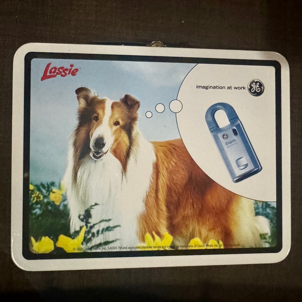 Rare Vintage 2003 Lassie General Electric Tin Metal Lunch Box